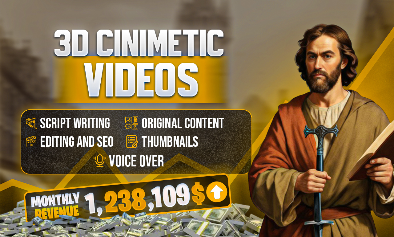 3D Cinematic Videos Fiverr gig cover for YouTube automation