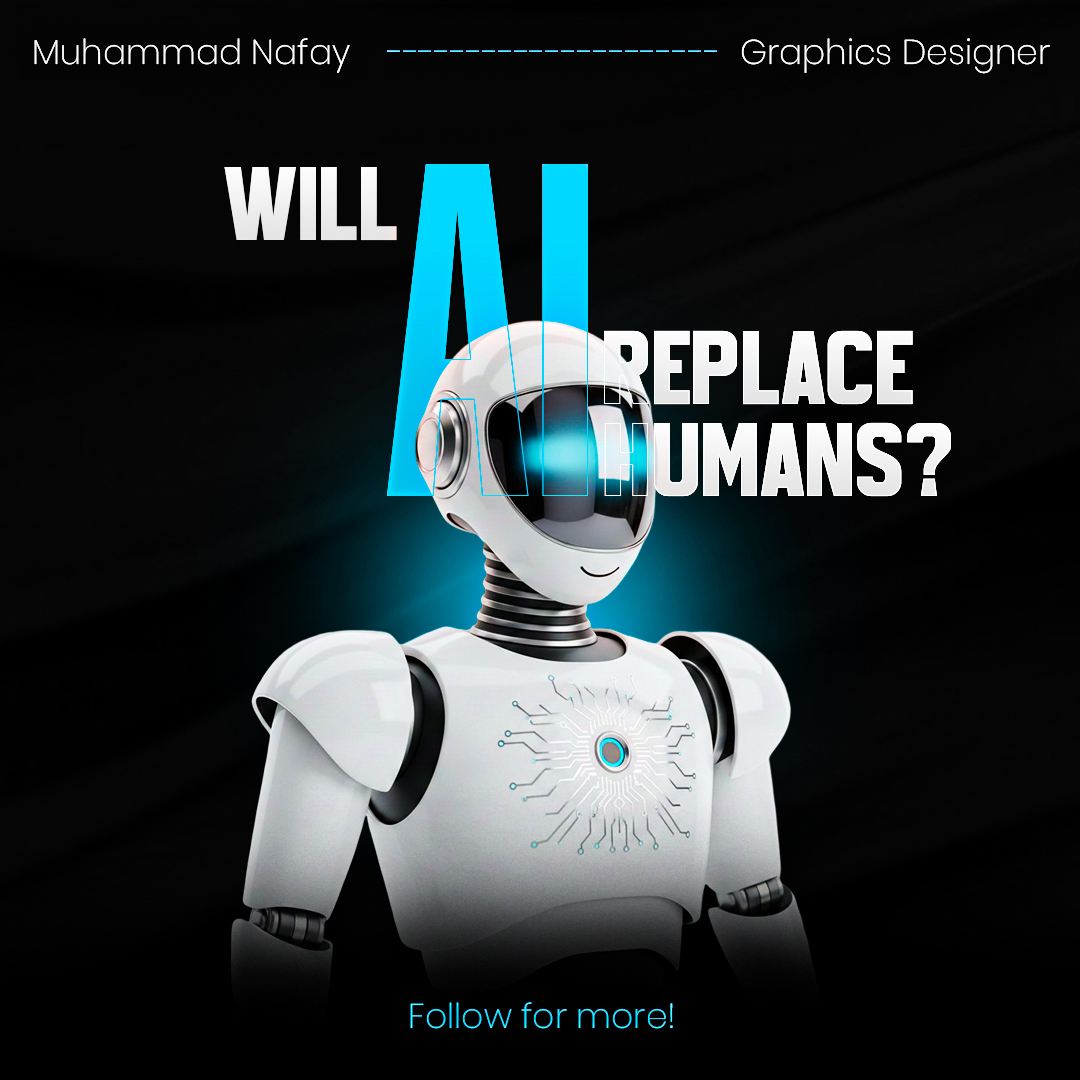 Will AI replace humans social media concept post