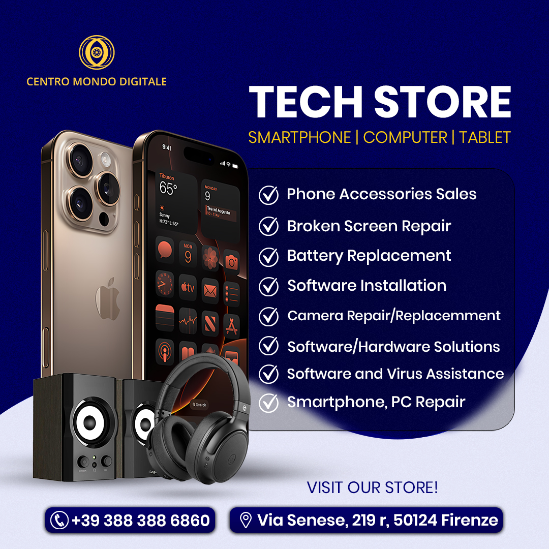 Tech store services social media post